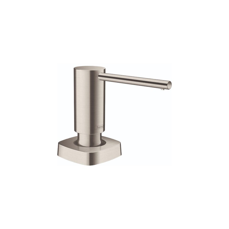 hansgrohe Bath and Kitchen Sink Soap Dispenser, Metris 4-inch, Modern Soap Dispenser in Stainless Steel Optic, 40468801
